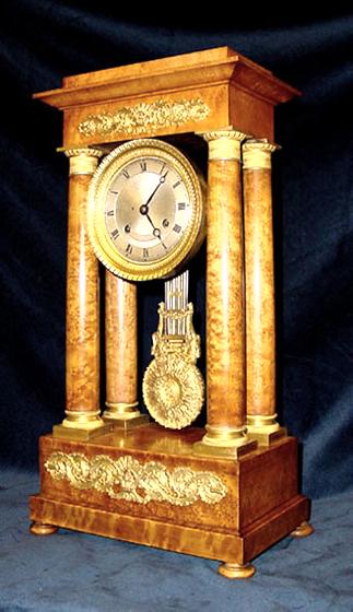 A Birds-eye maple Portico clock