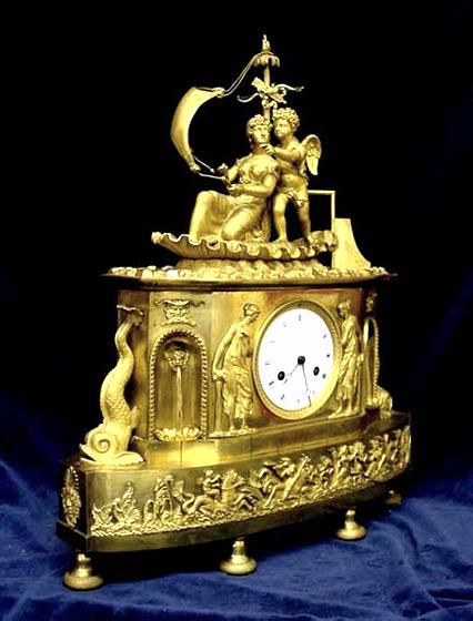 A French Empire clock of Venus & Cupid