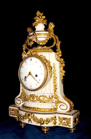 18th century Louis XVI white marble & ormolu clock