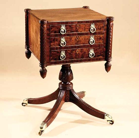 Baltimore-<br>Mahogany Three-Drawer Center Pedesal