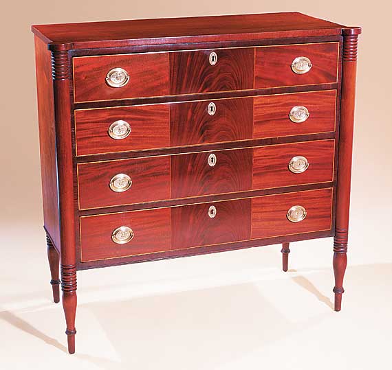 Sheraton 12-Panel Mahogany Veneered Chest
