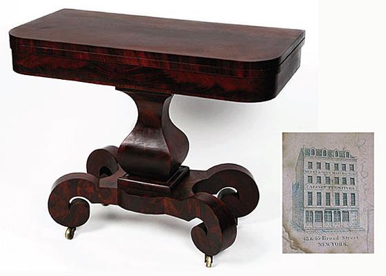 Meeks and Sons Mahogany Veneer Card Table