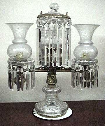 19th Century Crystal Argand Lamp