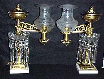 Pair of Eagle Argand Lamps by Baldwin Gardner