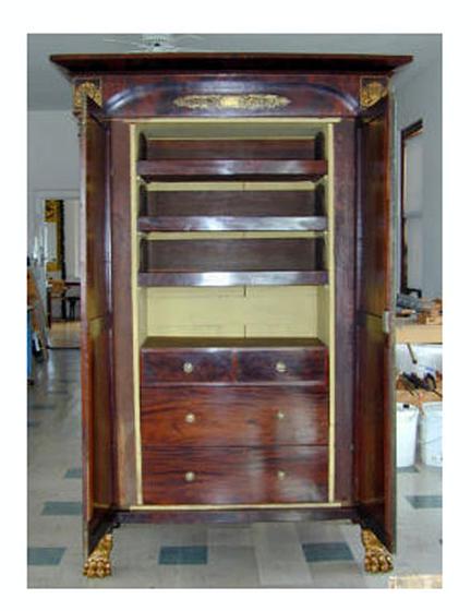 American Empire Stenciled Armoire Attrib to Meeks