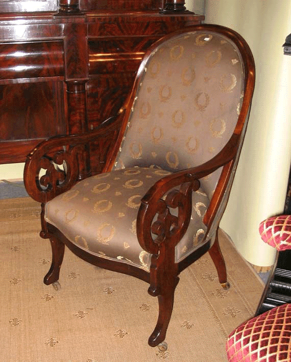 622 - Classical Gondola Armchair w Gothic Arms