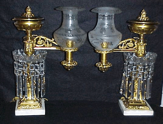 19th Century Pair of Eagle Argand Lamps