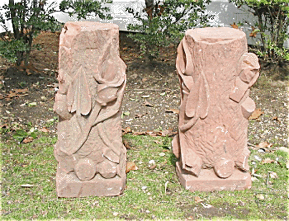 Pr of Sandstone Victorian Garden Pedestals