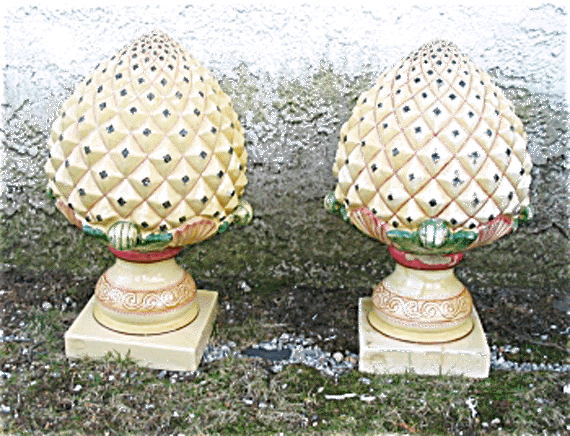 Pr of Pineapple Garden Finials