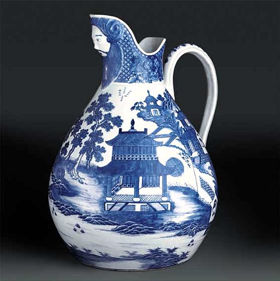Large Blue and White Cider Jug