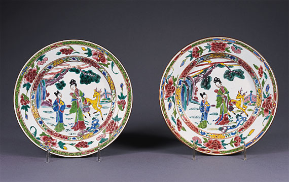 A Pair of Finely Enameled Famille Rose Plates