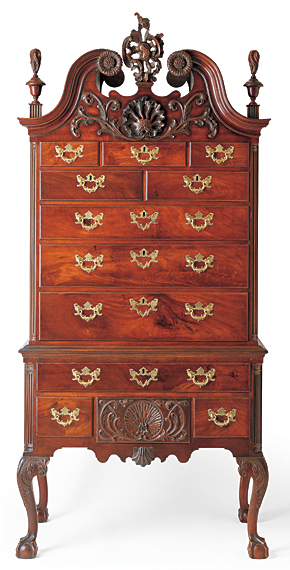 Marshall Family Philadelphia Mahogany Carved Highboy