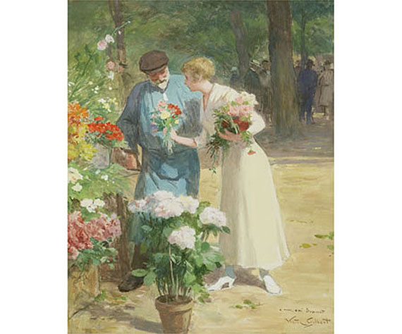 Victor Gabriel Gilbert-<i>Marche aux Fleurs</i>
