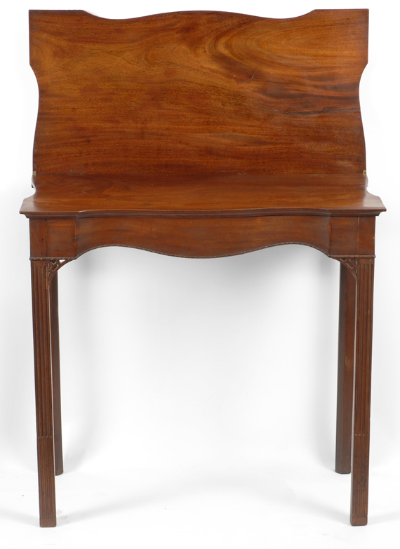 A Diminutive Chippendale Mahogany Serpentine Games Table, Possibly by John Townsend, Newport Rhode Island, Circa 1780.