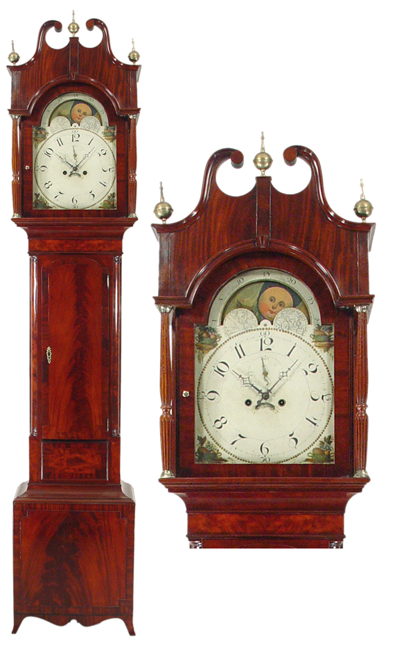 A fine New Jersey mahogany tall case clock.