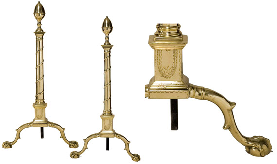 A pair of Chippendale Andirons, Philadelphia, 1780