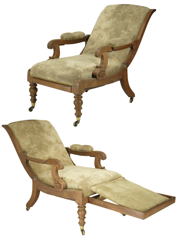 Classical reclining armchair, Boston circa 1820.