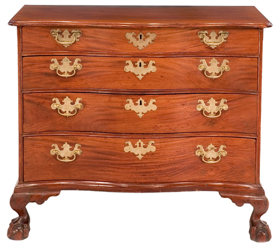 A fine Chippendale mahogany serpentine front chest