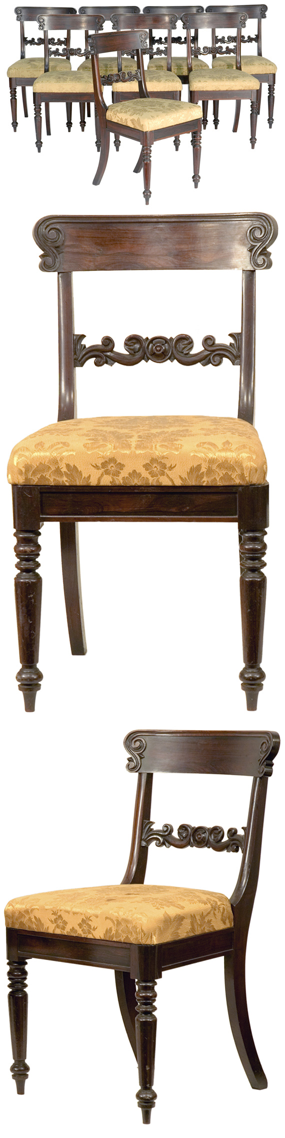A set of 8 Classical dining chairs, Boston 1815-25