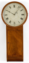 A mahogany tavern wall time piece, by Joseph Nye Dunning, probably Burlington Vermont, circa 1835.