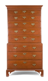 A handsome Chippendale cherry chest on chest, Rhode Island or Eastern Connecticut, circa 1790.
