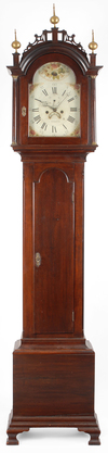 A rare and early cherry case tall clock, by James Perrigo, Wrentham, Massachusetts, circa 1800.