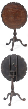 A very fine Chippendale mahogany pie crust tilt top tea table in old surface, probably New York, circa 1770.