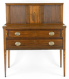 A Federal mahogany and inlaid Tambour writing desk, Boston circa 1810.