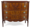 A rare small size Sheraton mahogany bow-front server, Salem, circa 1815-20 .