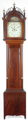 An extremely rare mahogany tall case clock, by Reuben Tower, Hingham, Mass, circa 1820.