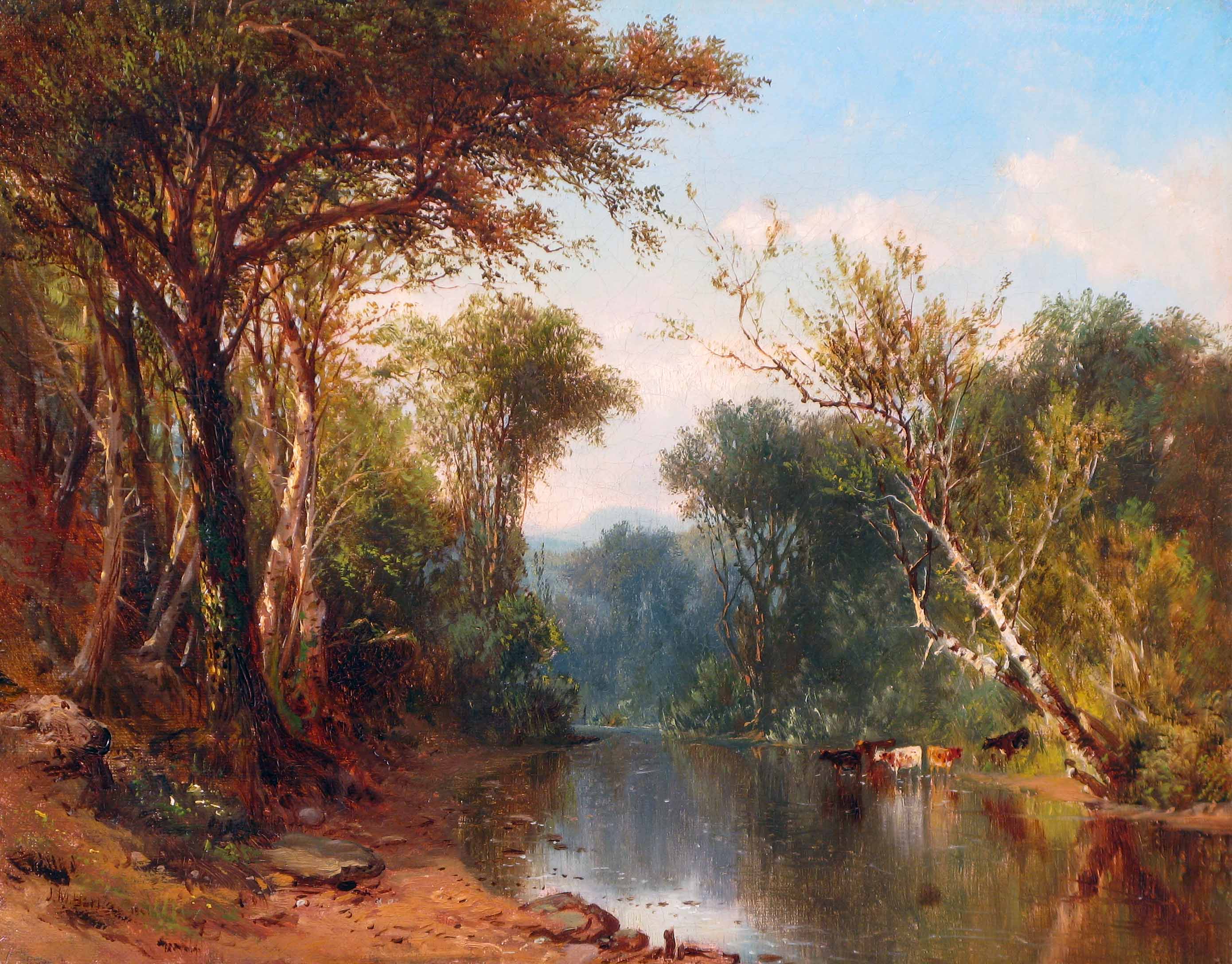 River Landscape with Farmhouse, Figures, and Cows