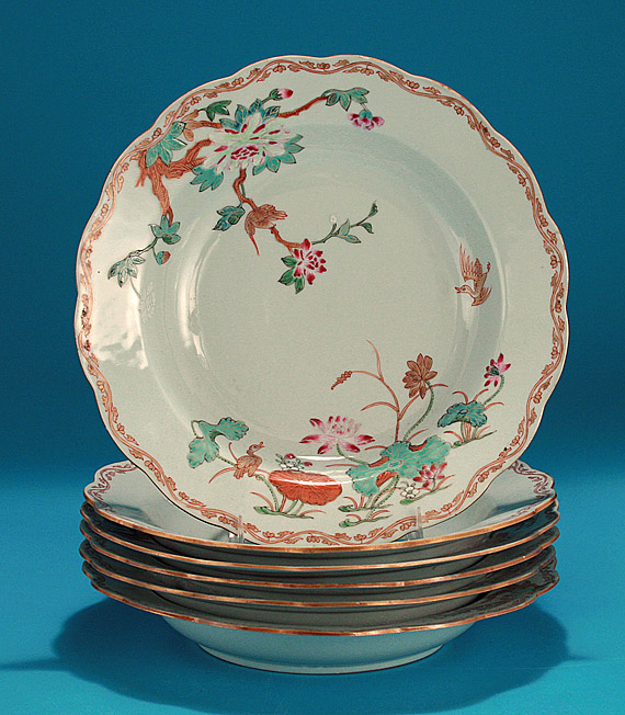 Set of Six Chinese Export Deep Soup Plates