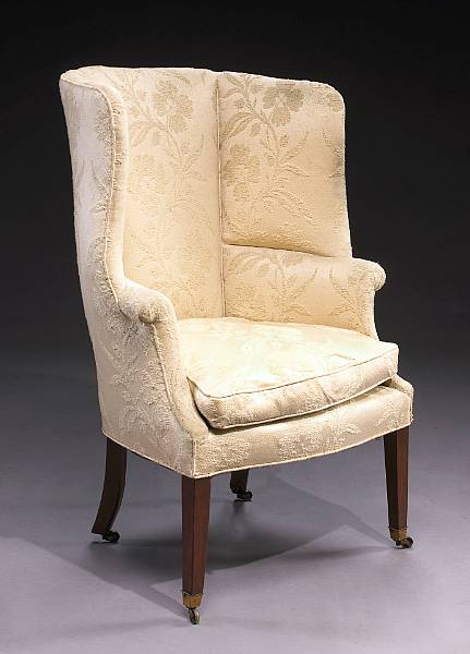 George III Mahogany Framed Wing Armchair