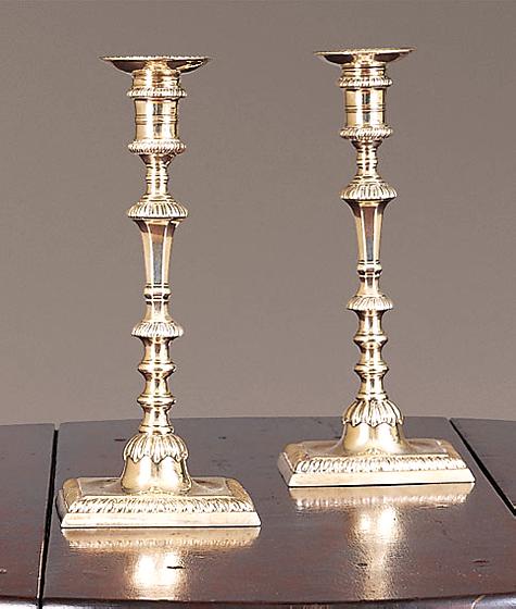 Fine Pair of Silver Chippendale Candlesticks
