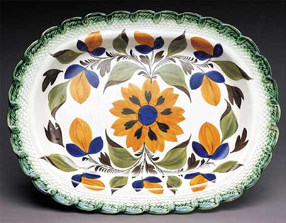 Pearlware Platter with Floral Decoration