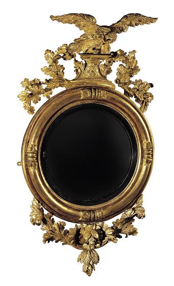 Classical Gilt Convex Mirror with Eagle Ornament