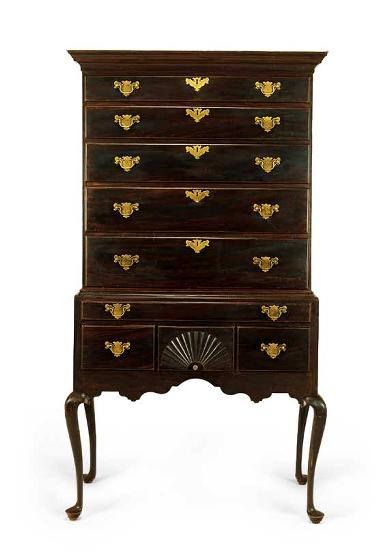 Rare Queen Anne Grained Maple Highboy