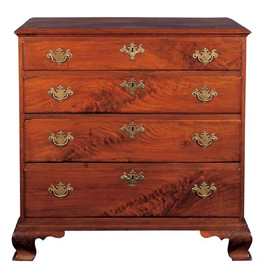 Chippendale Figured Walnut Chest of Drawers