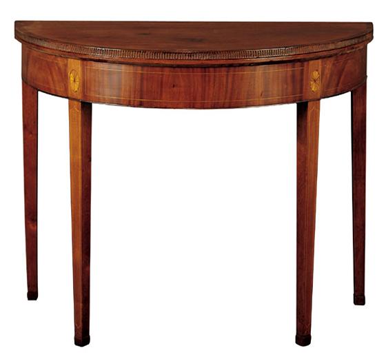 Mahogany Inlaid Demi-Lune Card Table