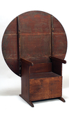 Red Painted Brich Shoe-Foot Hutch Table