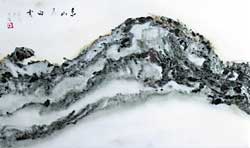 The green hills were covered with floating white clouds. The stone was selected from the Cang Mountain in Da Li Province of Yunnan in 2009 by Du Ke Gui.